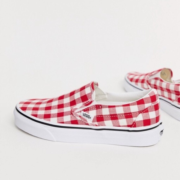 vans classic slip on gingham racing red - Picture 3 of 8